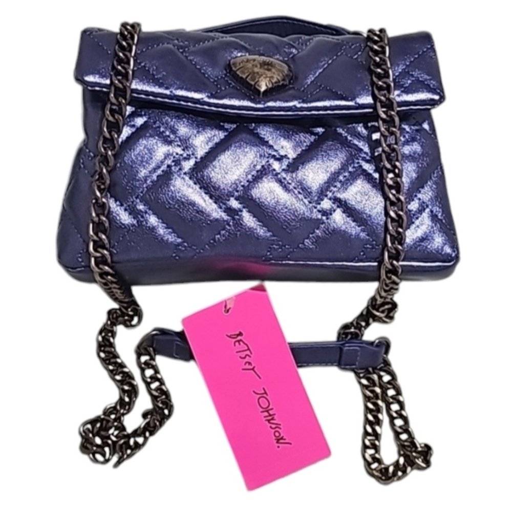 Betsey Johnson Purple Quilted Shoulder Bag with Chain Strap